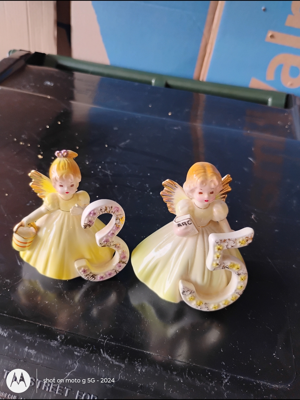 Josef Seibel Yellow Angel Figurines with Floral Accents